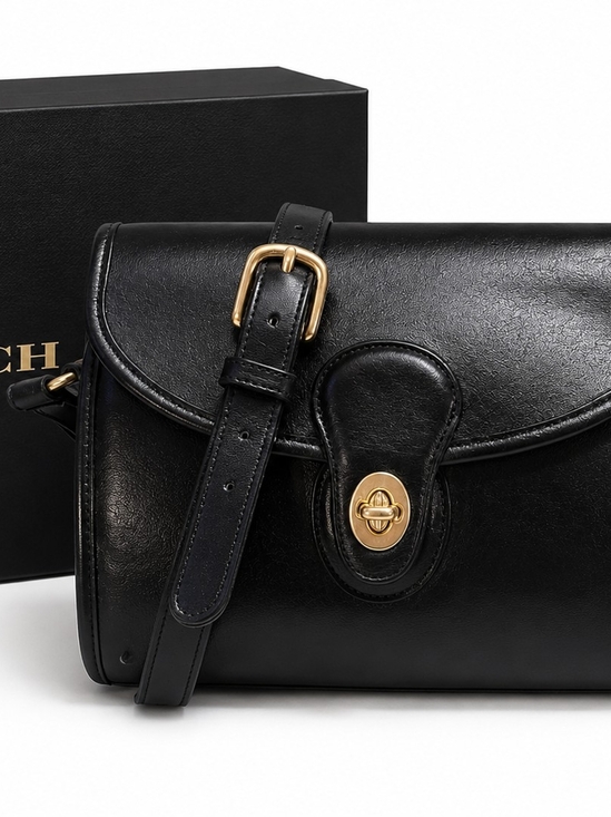 Coach Handbags - Vintage Coach Devon 9908 Black Glove-tanned Leather Brass Hardware EVC